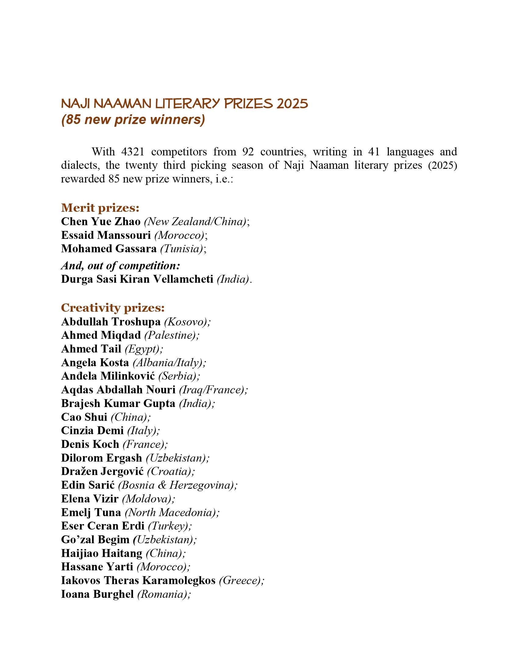 Jergovic on the Naji Naaman literary prizes list 0002