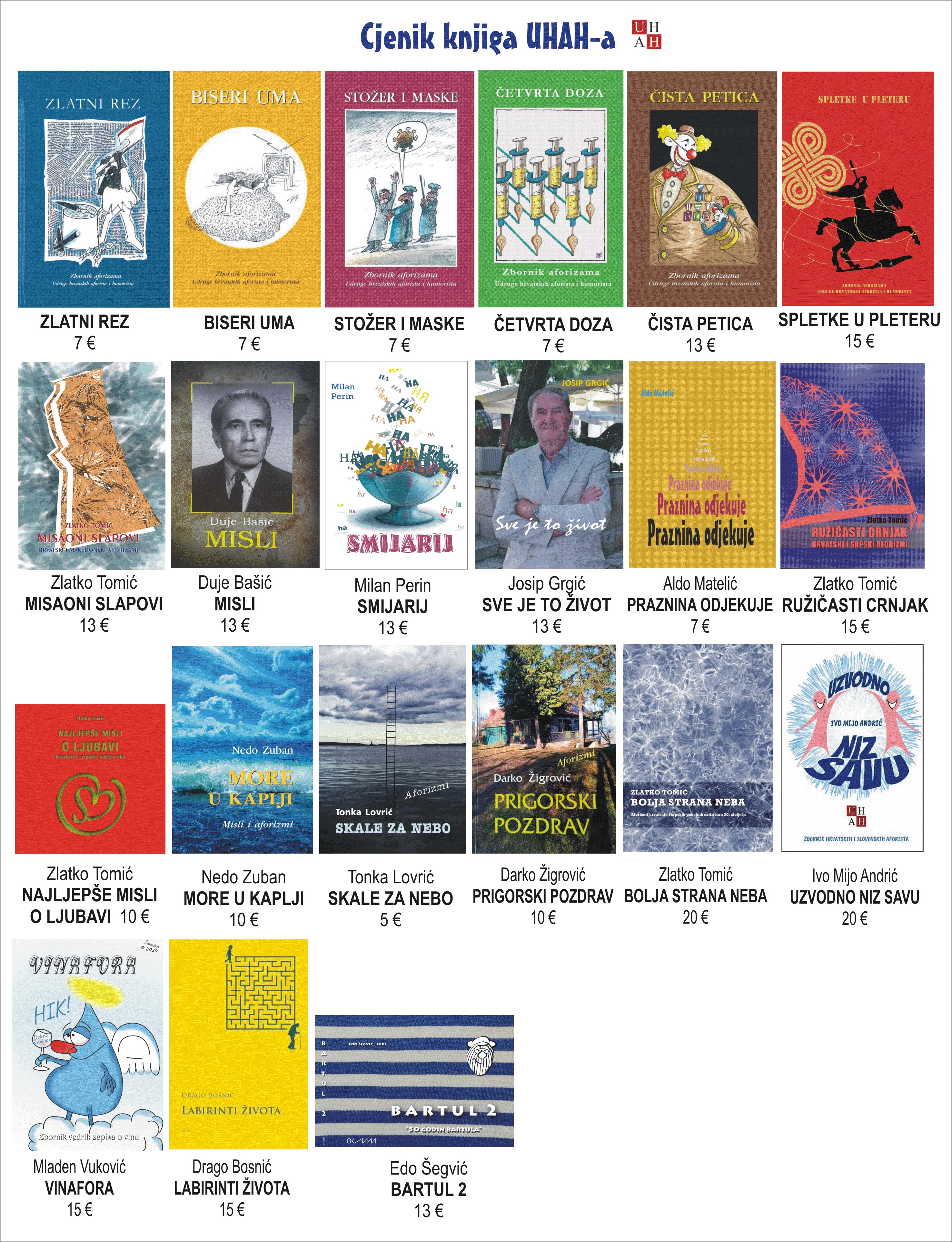 Cjenik UHAH izdanja