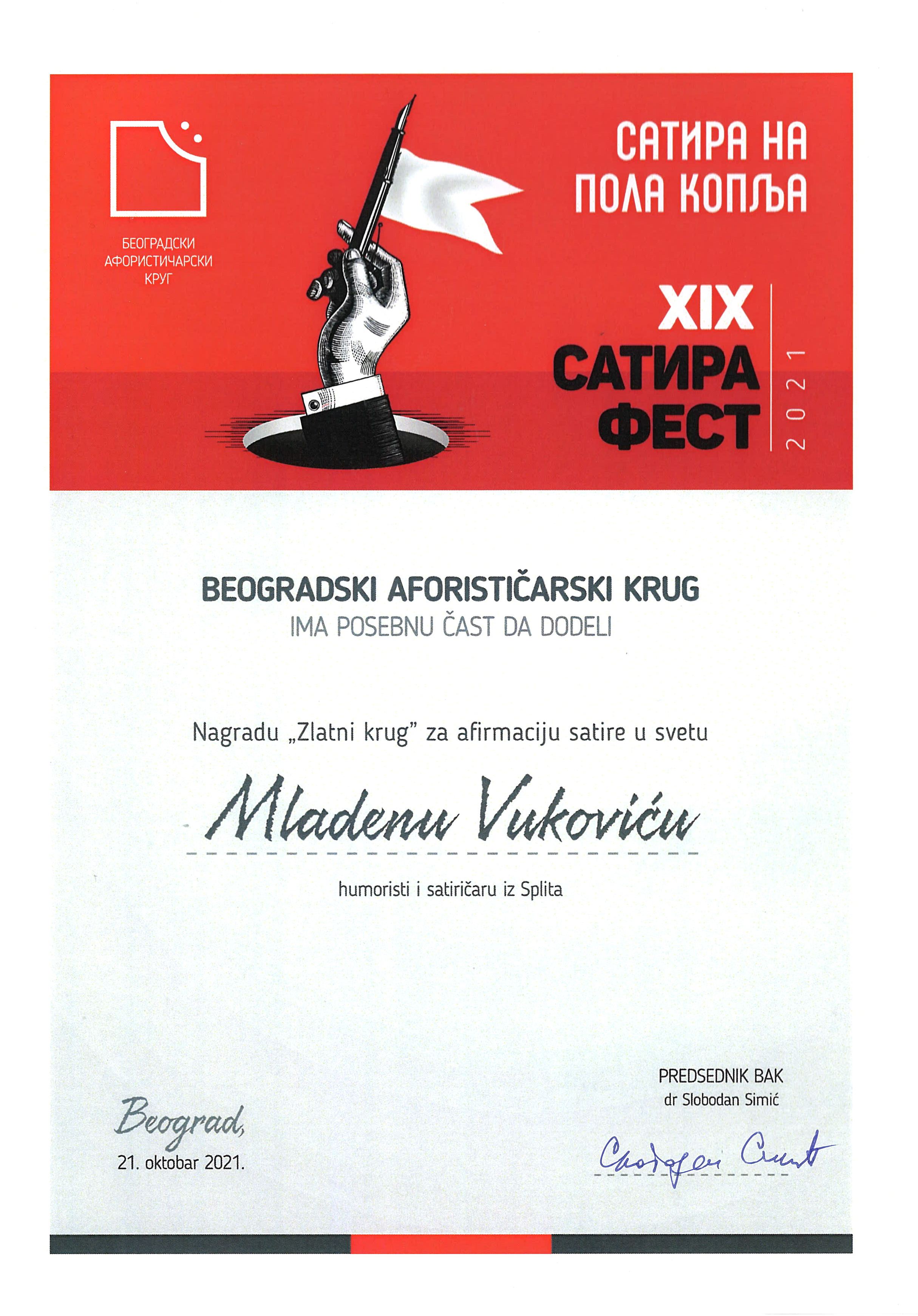 Mladen Vukovi Satira fest 2021