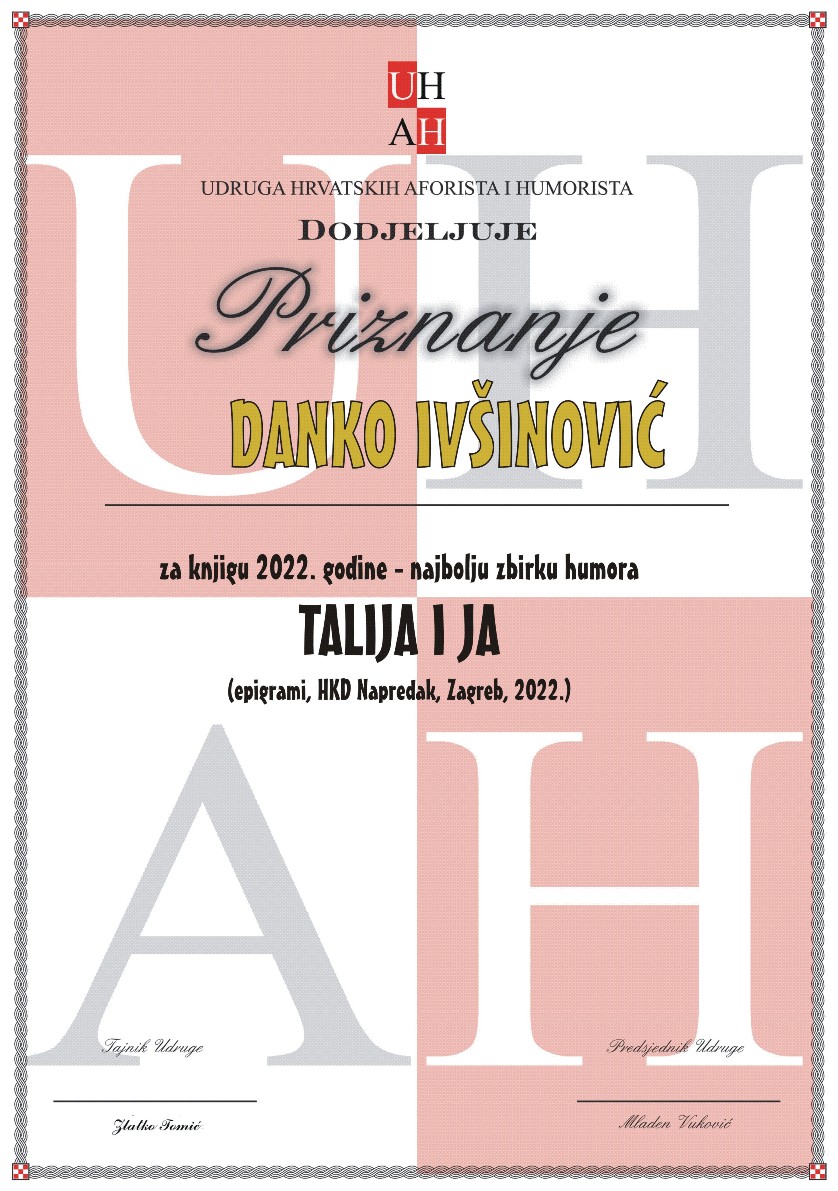 Priznanje DANKO IVINOVI 2022